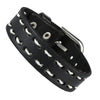 Image of Men's Black & White Genuine Leather Cuff Bangle Bracelet Classic Style Accessory (Adjustable 6.3-8.25 inches)