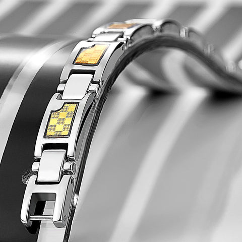 Urban Jewelry Elegant Men's Titanium Magnet Link Bracelet 8.5 inch (Silver, Gold)