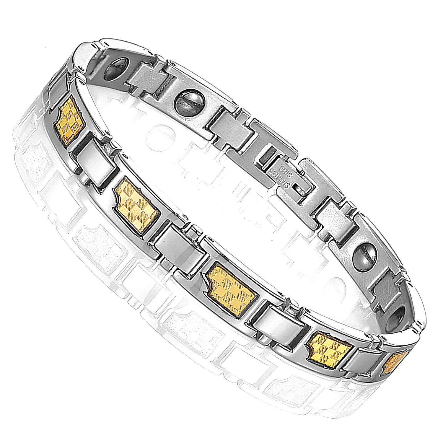 Urban Jewelry Elegant Men's Titanium Magnet Link Bracelet 8.5 inch (Silver, Gold)
