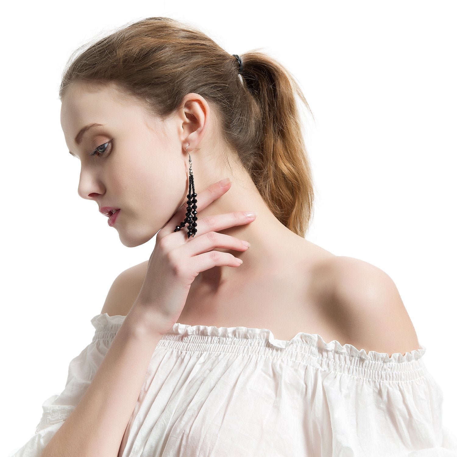 The 1920's Collection Vintage Style Charcoal Black Multitier Beaded Earrings for Women