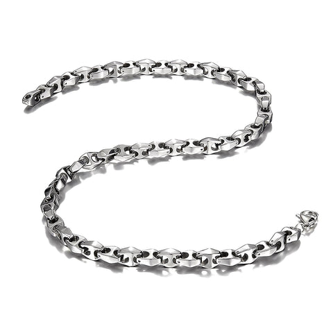 Urban Jewelry Unique Astro Snake 22 Inches Men's Silver Toned Tungsten Link Necklace Chain (Heavy, Solid)