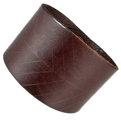 Urban Jewelry Leaf Shape Brown Genuine Leather Cuff Men's Bracelet (adjustable 7.9 inches, Width 1.7 inches)