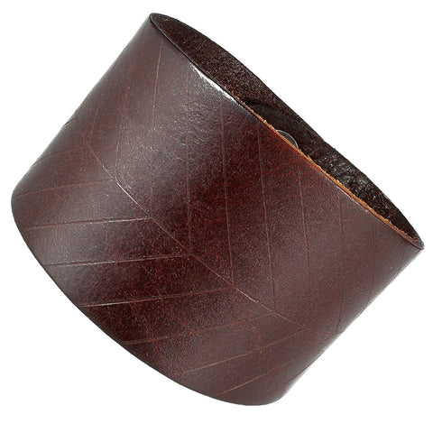 Urban Jewelry Leaf Shape Brown Genuine Leather Cuff Men's Bracelet (adjustable 7.9 inches, Width 1.7 inches)