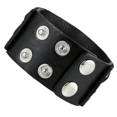 Urban Jewelry Black Genuine Leather Cuff Bangle Men's Bracelet Bold Punk Style (adjustable 8.25 inches)