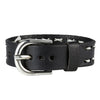 Image of Men's Black & White Genuine Leather Cuff Bangle Bracelet Classic Style Accessory (Adjustable 6.3-8.25 inches)