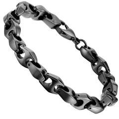 Urban Jewelry Men’s Black Tungsten Bracelet – Chain Link Design in a Polished Black Finish – Made of Solid Tungsten Material for Him