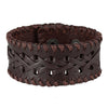 Image of Urban Jewelry Men's Brown Genuine Leather Cuff Bangle Bracelet Weave Design (8.25", 1.2" width)