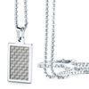 Image of URBAN JEWELRY Solid Tungsten Carbon Fiber Pendant - Surgical Stainless Steel Silver 22 inch Necklace Chain - Modern Design with Geometric Pattern – 4 Styles and Colors to Choose from