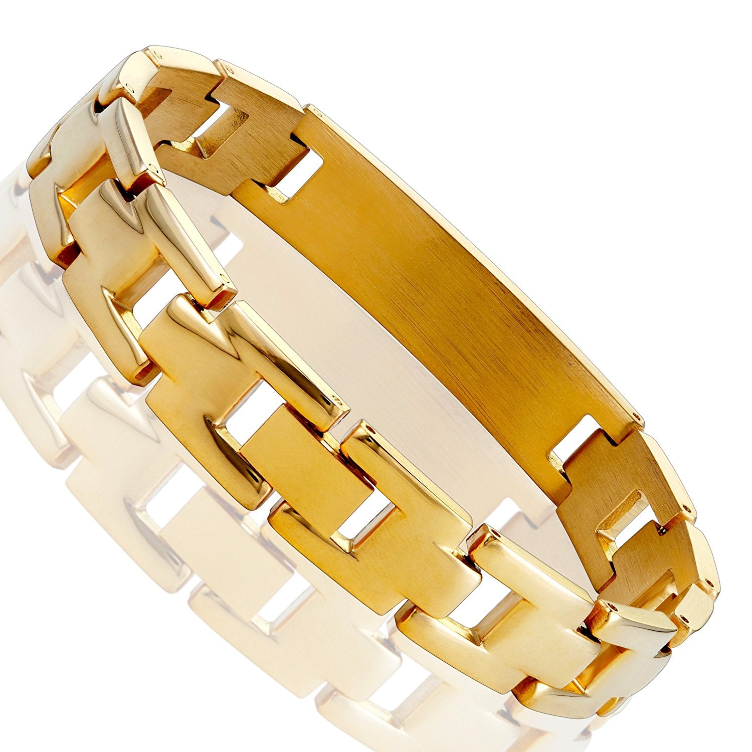 Urban Jewelry Lords Prayer Cross - 316L Stainless Steel Link Bangle Bracelet for Men