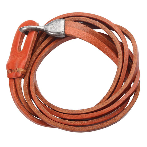 Urban Jewelry Genuine Leather Wrap Cuff Men's Bracelet with Metal Hook Clasp (Camel Brown)