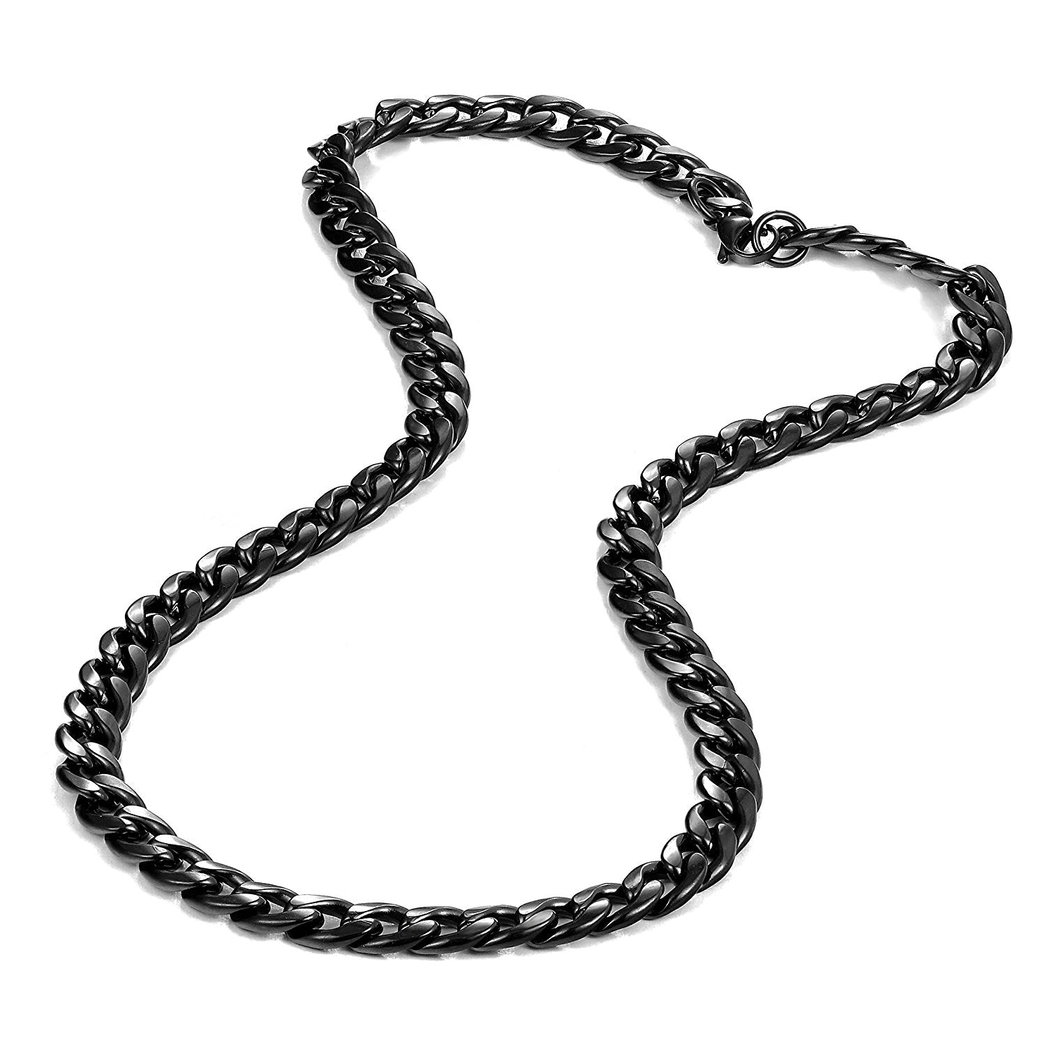 Urban Jewelry Polished Stainless Steel Men's Curb Chain Necklace in Variety of Sizes and Colors