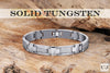 Image of Men’s Tungsten Carbide Cross Bracelet - Link Chain Design in a Polished Silver Finish - Advanced Engineered Metal Blend of Solid Tungsten & Carbon Fiber Material -8.3 inch (21 cm) 10mm wide (Silver)