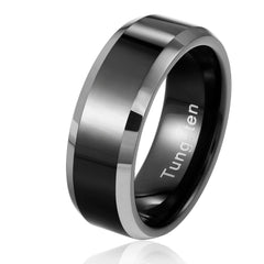 Urban Jewelry Solid Tungsten Men's Black Ring Band for Wedding or Engagement