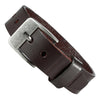 Image of Men's Genuine Leather Cuff Bangle Bracelet Classic Urban Style (Brown, Silver, 6.3-8.25 inches)