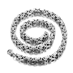 Impressive Mechanic Style Men's Necklace Stainless Steel Silver Chain, Width 6mm (18,21,23 Inches)