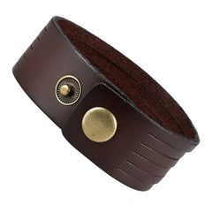 Urban Jewelry Brown Genuine Leather Men's Cuff Bracelet Durable and Classic (adjustable 8.25 inches)