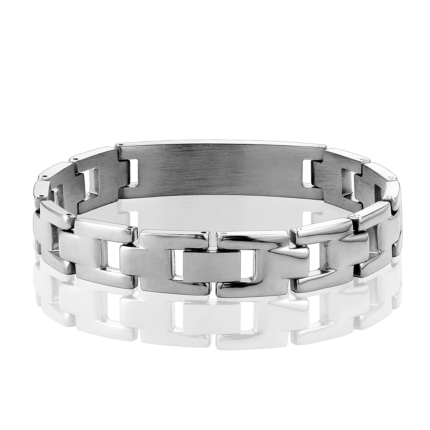 Urban Jewelry Lords Prayer Cross - 316L Stainless Steel Link Bangle Bracelet for Men