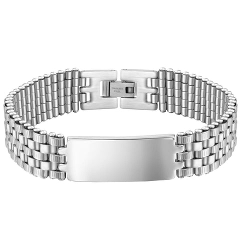 Urban Jewelry Men’s Stainless Steel Bracelet – Interlocking Steel Panel Design in a Polished Silver Finish (8.3 inch)