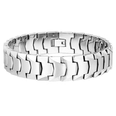 Suave Men’s Bracelet – Interlocking Track Link Design in a Sleek Silver Finish – Scratch & Tarnish Resistant Tungsten – Jewelry Gift or Accessory for Men