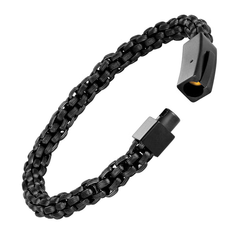 Contemporary Men’s Bracelet – Midnight Black Interlocking Rolo Chains – Rust & Discoloration Resistant Stainless Steel Material – Jewelry Gift or Accessory for Men