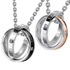 Image of His & Hers Couples Engraved Double Ring Pendant Necklace