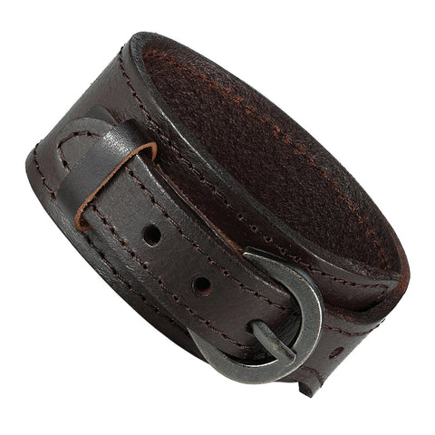 Urban Jewelry Brown Genuine Leather Cuff Bangle Men's Bracelet (adjustable 7.1 to 9.05 inches)