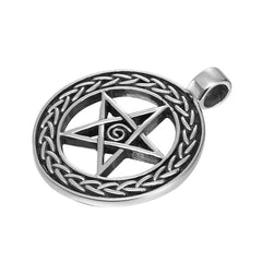 Magical Wiccan Pentagram Pentacle Pendant Stainless Steel Necklace for Men (21-inch chain)