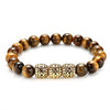 Image of Urban Jewelry Beaded Cuff Bracelet with Stainless Steel Gold Color and Brown Beads