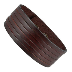 Urban Jewelry Brown Genuine Leather Men's Cuff Bracelet Durable and Classic (adjustable 8.25 inches)