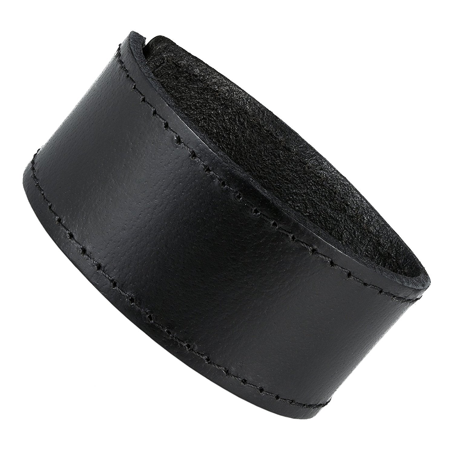 Urban Jewelry Black Genuine Leather Cuff Bangle Men's Bracelet (adjustable 7.1 to 9.05 inches)