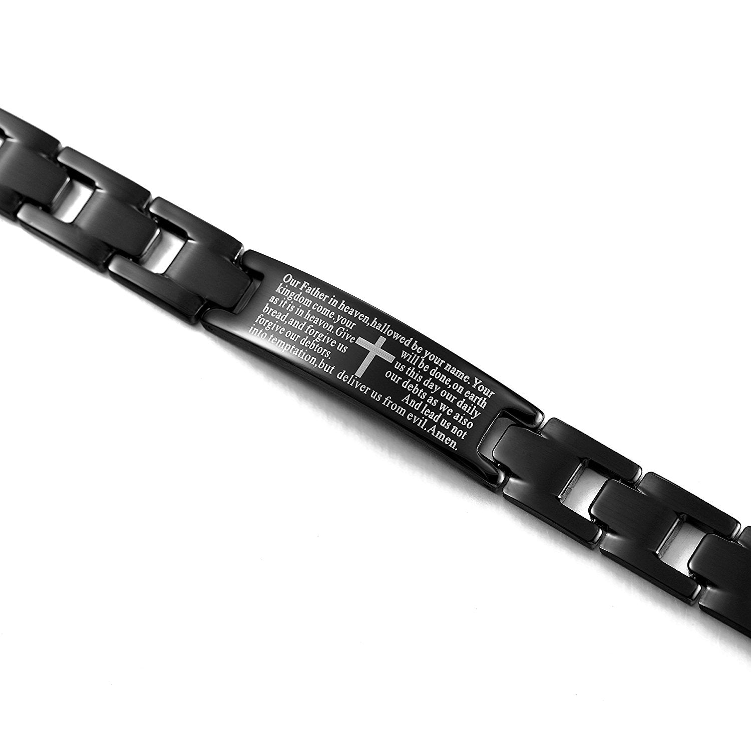 Urban Jewelry Lords Prayer Cross - 316L Stainless Steel Link Bangle Bracelet for Men