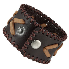 Urban Jewelry Men's Arrow Patterning Brown Genuine Leather Cuff Bracelet (8.3
