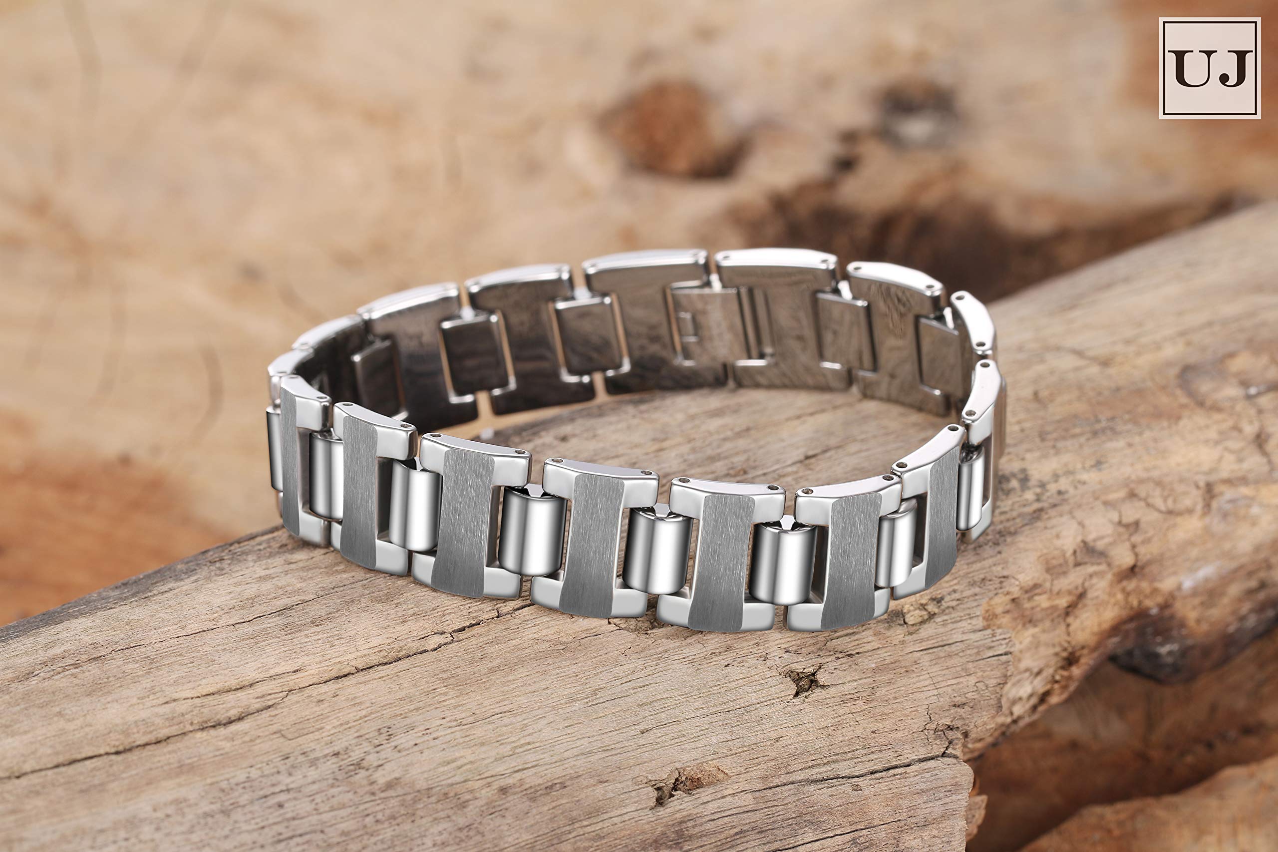 Urban Jewelry Stunning Solid Tungsten Metal Men’s Link Bracelet 8.3 inch (21 cm), 16mm Wide (Heavy, High Polish)