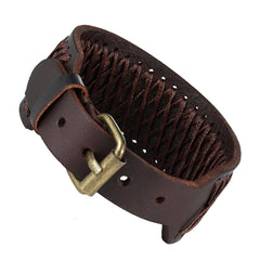 Urban Jewelry Classic Brown Genuine Leather Cuff Men's Bracelet Style (adjustable 7.3 to 9.25 inches)