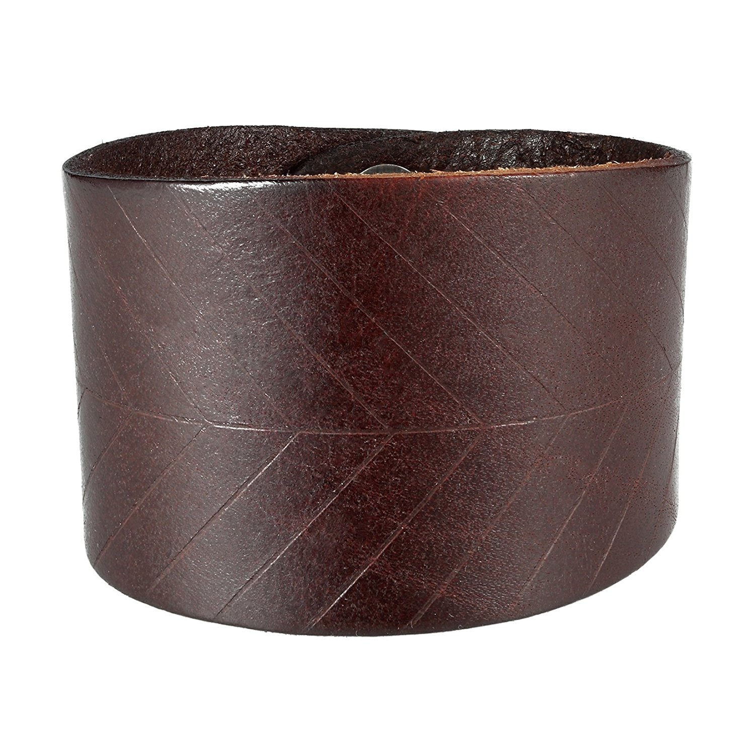 Urban Jewelry Leaf Shape Brown Genuine Leather Cuff Men's Bracelet (adjustable 7.9 inches, Width 1.7 inches)