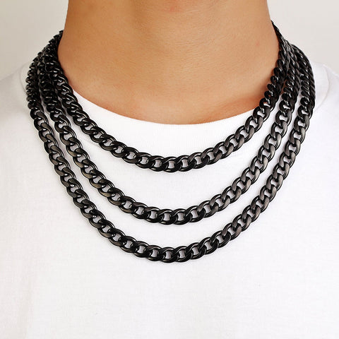 Urban Jewelry Polished Stainless Steel Men's Curb Chain Necklace in Variety of Sizes and Colors