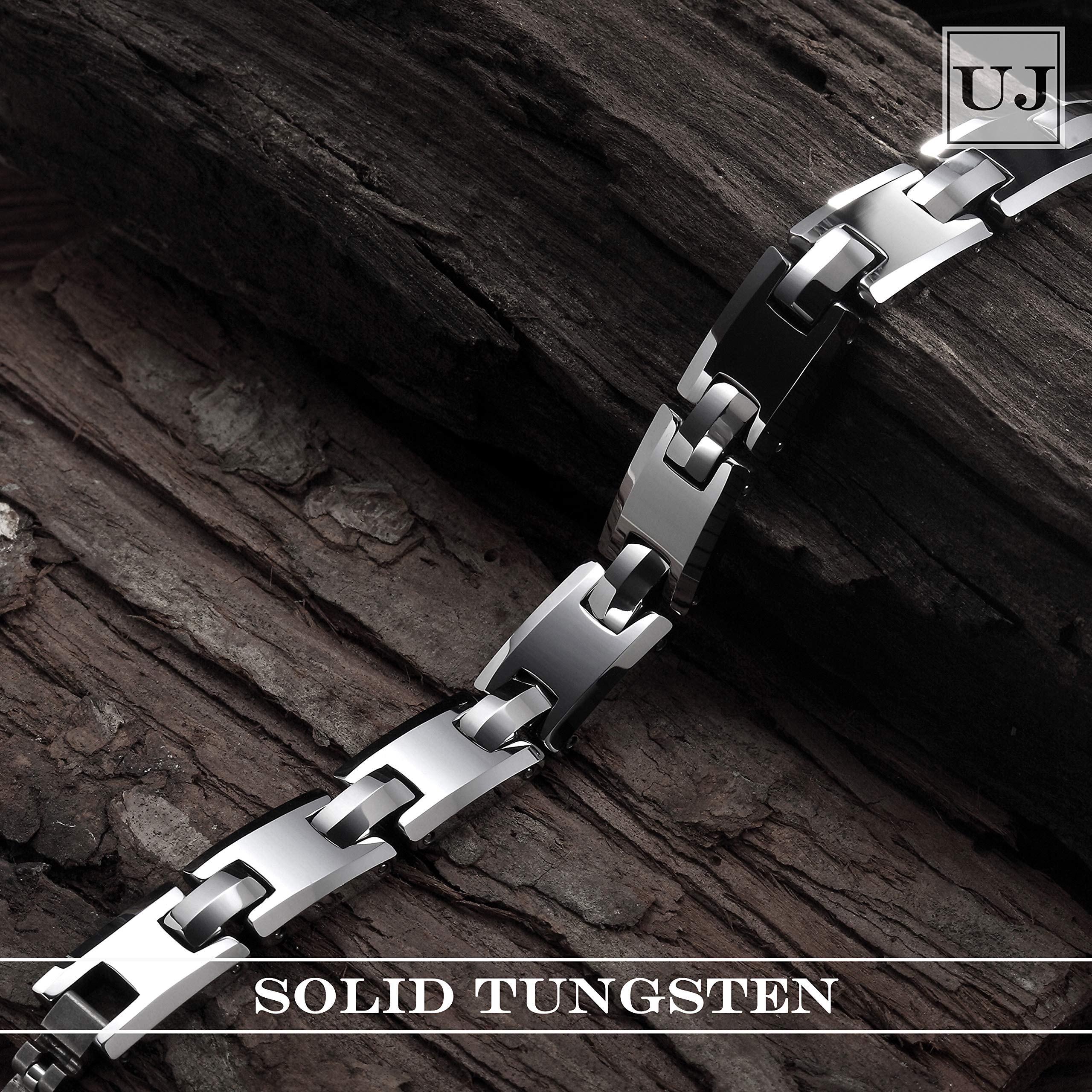 Stylish Men’s Bracelet – Classic Track Link Design in a High Polish Silver Color – Made of Strong & Durable Solid Tungsten Material – Jewelry Gift or Accessory for Men