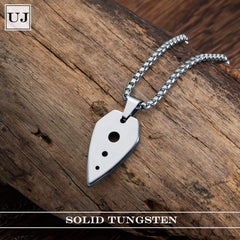 URBAN JEWELRY Men’s Pendant Necklace Modern UFO Metal Spear Design in a Polished Silver Finish – Comes with Chain Necklace – Made of Solid Tungsten Material for Him