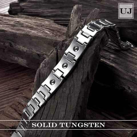 Dapper Men’s Bracelet – Rugged Track Link Tread Design in a Polished Silver Finish – Scratch & Tarnish Resistant Tungsten – Jewelry Gift or Accessory for Men