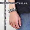 Image of Urban Jewelry Stainless Steel Silver Tone Thick Skull Head 8.6 Inches Bracelet for Men
