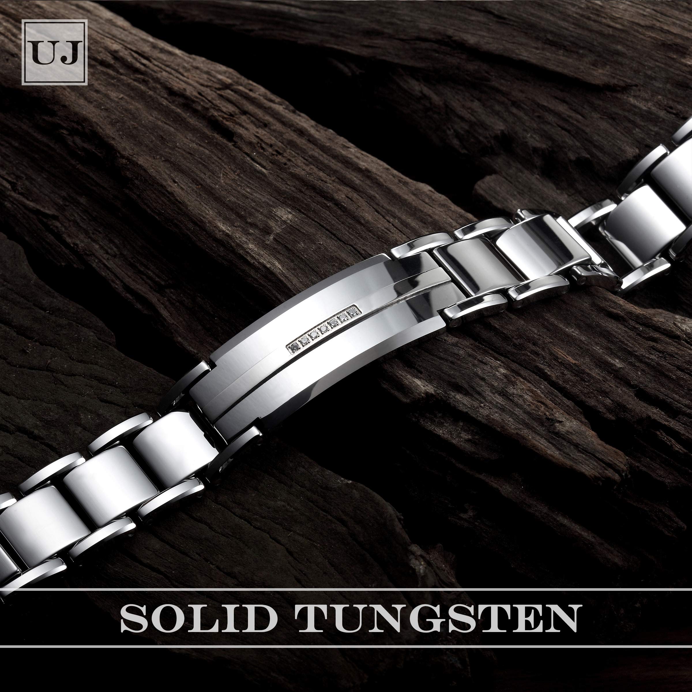 Dapper Men’s Bracelet – ID Band with Interlocking Track Links – Sleek Silver Finish – Scratch & Tarnish Resistant Tungsten – Jewelry Gift or Accessory for Men