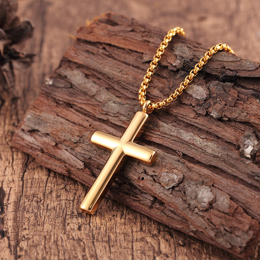 Radiant Men's Cross Necklace – The Lord's Cross in a Polished Gold or –