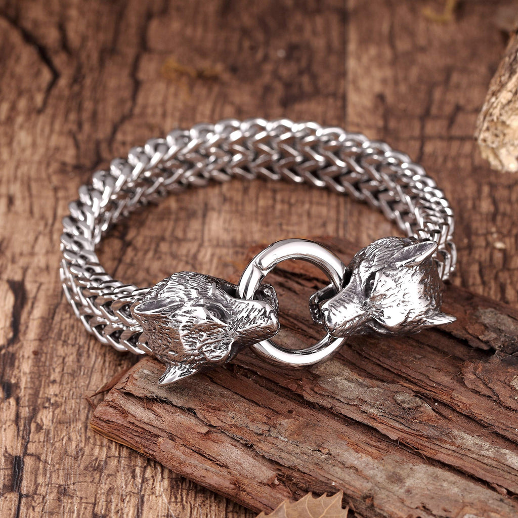 Wolf Head Chunky Viking Bracelet Stainless Steel Jewelry for Men and Women  Norse Mythology - Etsy