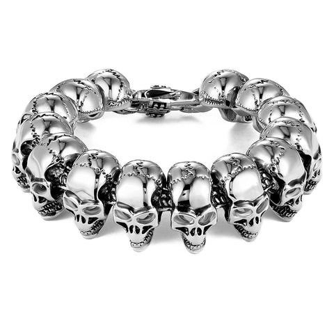 Urban Jewelry 8.5 Inches 316L Stainless Steel Skull Head Gothic Biker Bracelet for Men