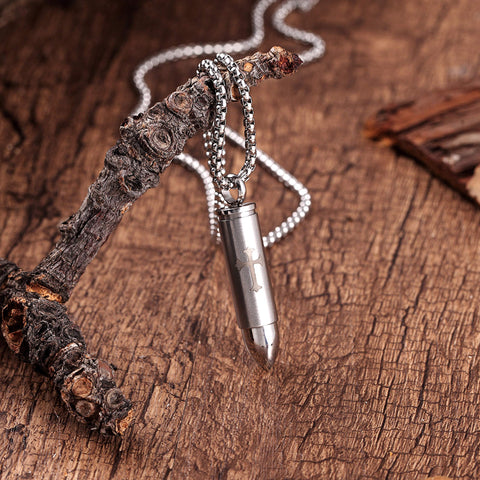 Urban Jewelry Striking Men's Bullet Locket Necklace – Detailed