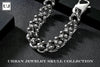 Image of Urban Jewelry Elegant Men's Mini Skull Heads Chain Link Bracelet 8.85 Inches Stainless Steel (Silver Tone)