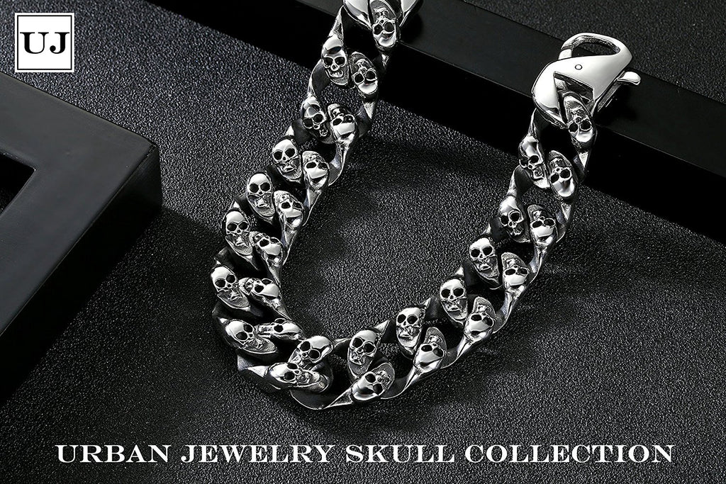 Heavy And Study Mens Stainless Steel King Of Lion Skull Curb Chain Bracelet Polished Rock Biker Heavy And Study Mens Stainless Steel King Of Lion Skull Curb Chain Bracelet Polished Rock Biker